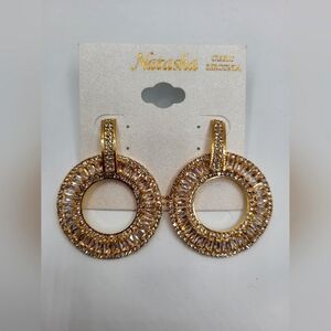 Natasha Couture Gold Cubic Zirconia Hoop Earrings